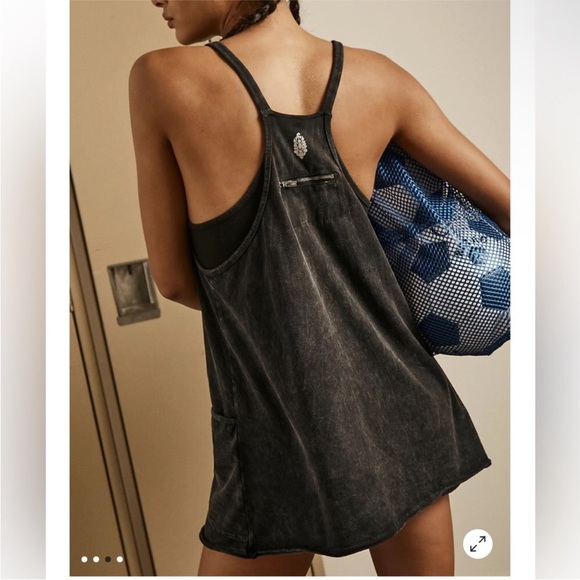 Free People Hot Shot Mini Dress With Pockets In Washed Black.NWT! Sz XS & S - Picture 5 of 15